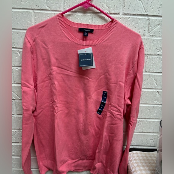 Land’s End NWT women’s cotton pink crewneck sweater size xl - Picture 1 of 4